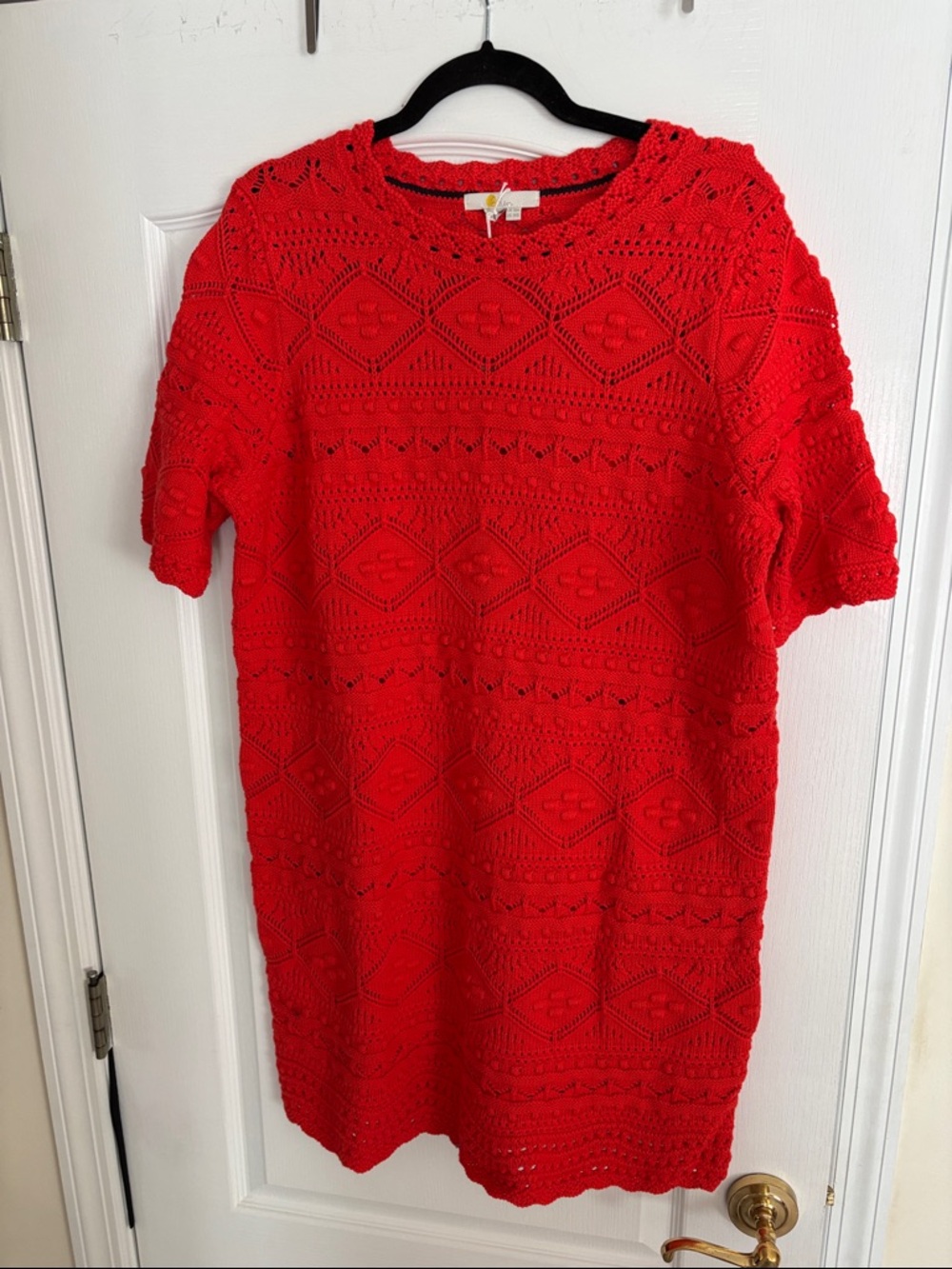 Boden Ladies Claudia “Firecracker” Red Crochet Dress-14-NWT